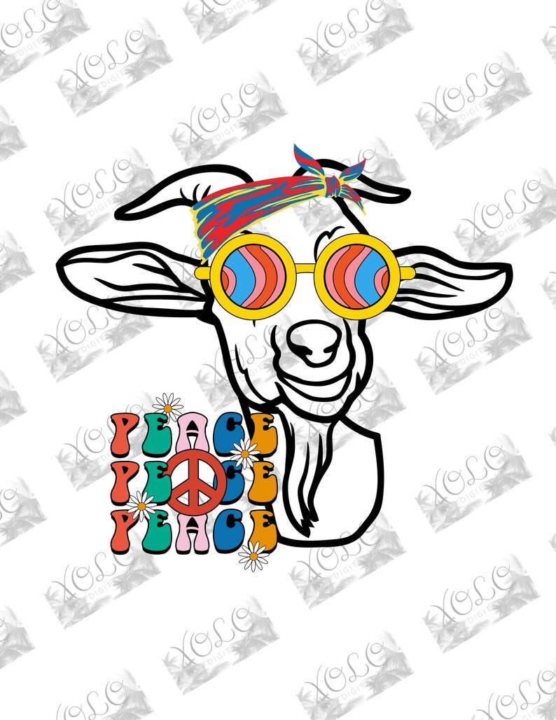 Goat Hippie T SVG Animals Goat Hippie PNG Funny Animals - Etsy