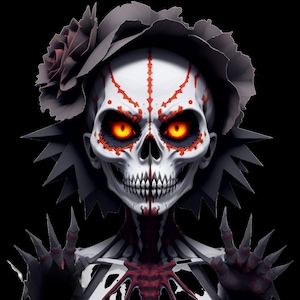 Halloween Downloads SVG, Black Catrina PNG, Black Catrina Red, Sublimation, Halloween Mexican Dead BlackCatrina Digital