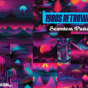 1980s RETROWAVE | 10 Seamless Prints, 80s Art, Digital Paper, Repeating Pattern, 80s Background, Retrowave Digital Paper, Neon, Scrapbook