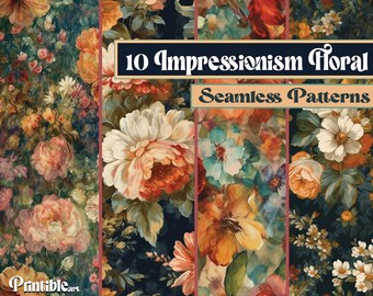 WATERCOLOR FLORAL | 10 Seamless Prints, Flowers Digital Paper ...