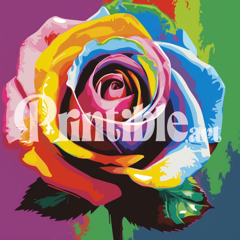 Pot Art Roses POP ART ROSES | 10 Printable Digital Prints, Flowers Digital Paper ...