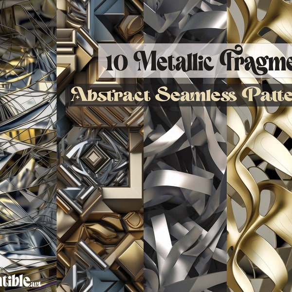 METALLIC FRAGMENTS | 10 Seamless Prints, Abstract Digital Paper, Repeating Pattern, Metal Background, Industrial Chic, Geometric, Scrapbook