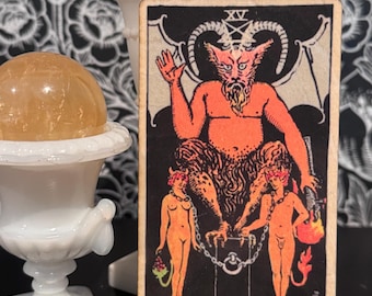 The Devil Tarot Card Wooden Altar Tile