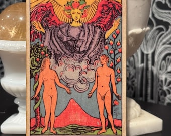 Handcrafted Wooden The Lovers Tarot Card - Altar Decor & Divination Tool - Witchy Home Decor