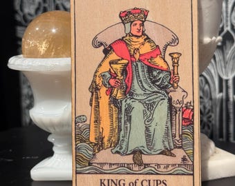Handcrafted Wooden King of Cups Card - Altar Decor & Divination Tool - Witchy Home Decor