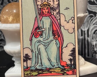 Handcrafted Wooden King of Swords Tarot Card - Altar Decor & Divination Tool - Witchy Home Decor
