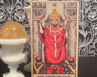 The Hierophant Tarot Card Wooden Altar Tile