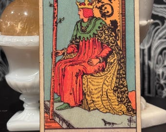 Handcrafted Wooden King of Wands Card - Altar Decor & Divination Tool - Witchy Home Decor