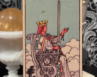 Handcrafted Wooden Queen of Swords Tarot Card - Altar Decor & Divination Tool - Witchy Home Decor