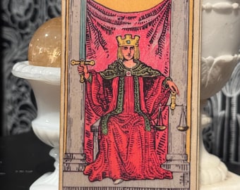 Handcrafted Wooden Justice Tarot Card - Altar Decor & Divination Tool - Witchy Home Decor