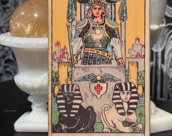 Handcrafted Wooden The Chariot Tarot Card - Altar Decor & Divination Tool - Witchy Home Decor