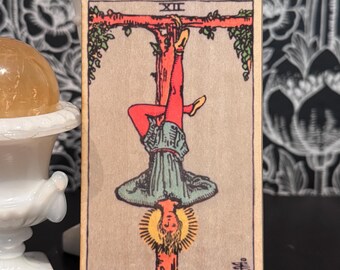 The Hanged Man Tarot Card Wooden Altar Tile