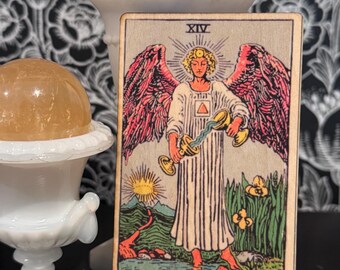 Temperance Tarot Card Wooden Altar Tile