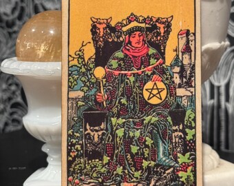 Handcrafted Wooden King of Pentacles Tarot Card - Altar Decor & Divination Tool - Witchy Home Decor