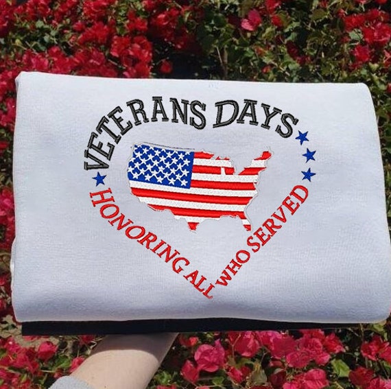 Veterans Day Embroidery T-shirt, American Soldier Freedom Flag Shirt, Honoring all Hoodie/ Sweatshirt, Memorial Day Clothing
