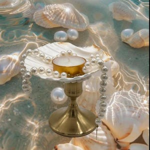 Seashell candle holder | jewlery dish, ashtray, table centerpiece, incense holder | Aphrodite altar trinket | HANDMADE | Scallop shell afbeelding 8