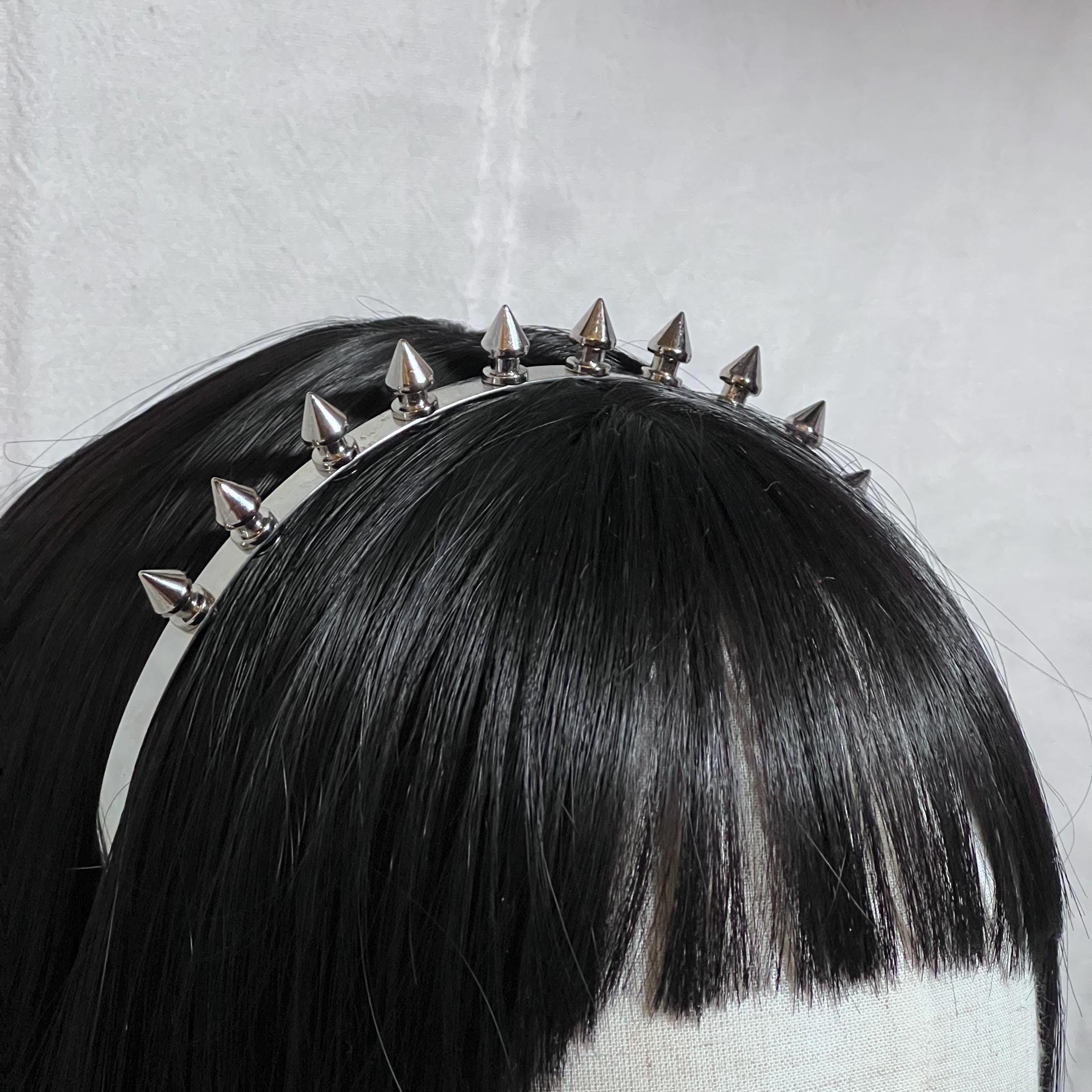 Punk Studded Headband Metallic Spike Hair Accessories for Halloween Cosplay Amazon.com : FULAI Duyppy 2 Pack Rivet Punk Spike Headband  main image 4