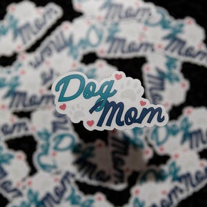 CLEAR Dog Mom Vinyl Sticker | 3&quot;x1.6&quot;, dog mom car decal, cute dog sticker, dog lover gifts, dog mom sticker, dog mom sticker for laptop