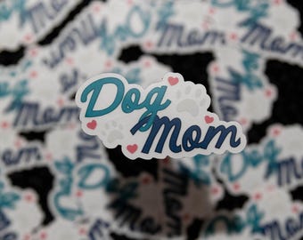 CLEAR Dog Mom Vinyl Sticker | 3"x1.6", dog mom car decal, cute dog sticker, dog lover gifts, dog mom sticker, dog mom sticker for laptop