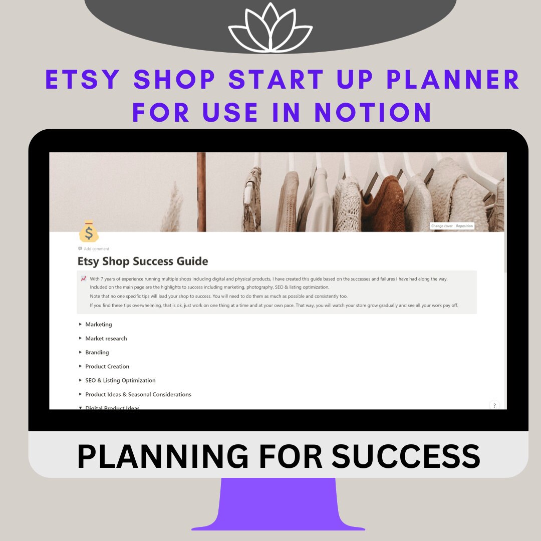 Etsy Seller Start Up Notion Template Planner Etsy
