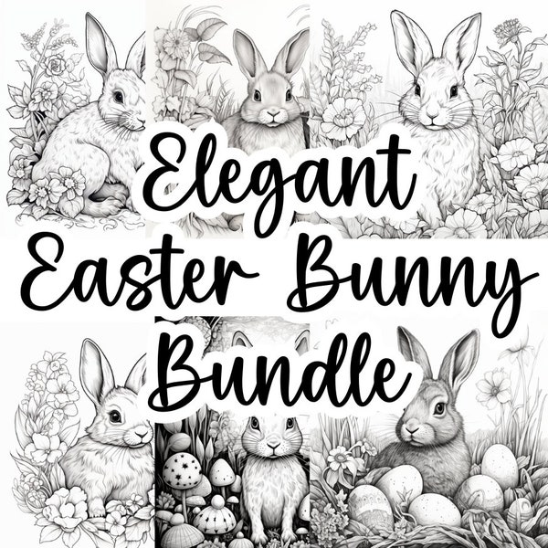 Monochromatic Easter, Easter Clipart Black & White, Simple Easter Bunny, Rabbit PNG, Easter Eggs Includes Commercial License, Elegant Clip