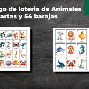 Mexikanische Tierlotterie für Kinder Auf Spanisch - Lehrreiches und unterhaltsames Sprachlernspiel - Digitaler Download