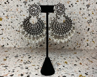 Oxidized Earrings With Pearls