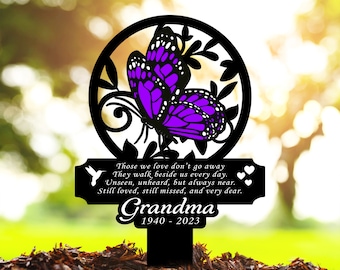 Personalized Memorial Stake Metal, Butterfly Memorial Stake,  Butterfly Metal Garden, Remembrance Stake, Sympathy Gift, Outdoor Grave Marker