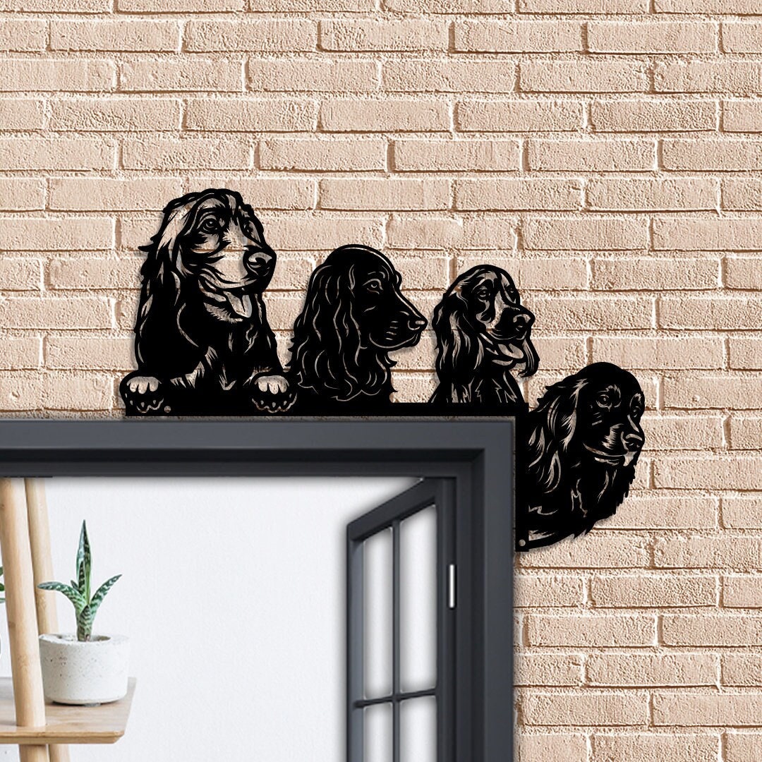 Cocker Spaniel Dog Door Topper, Dog Door Corner Sign, Black Dog Sign