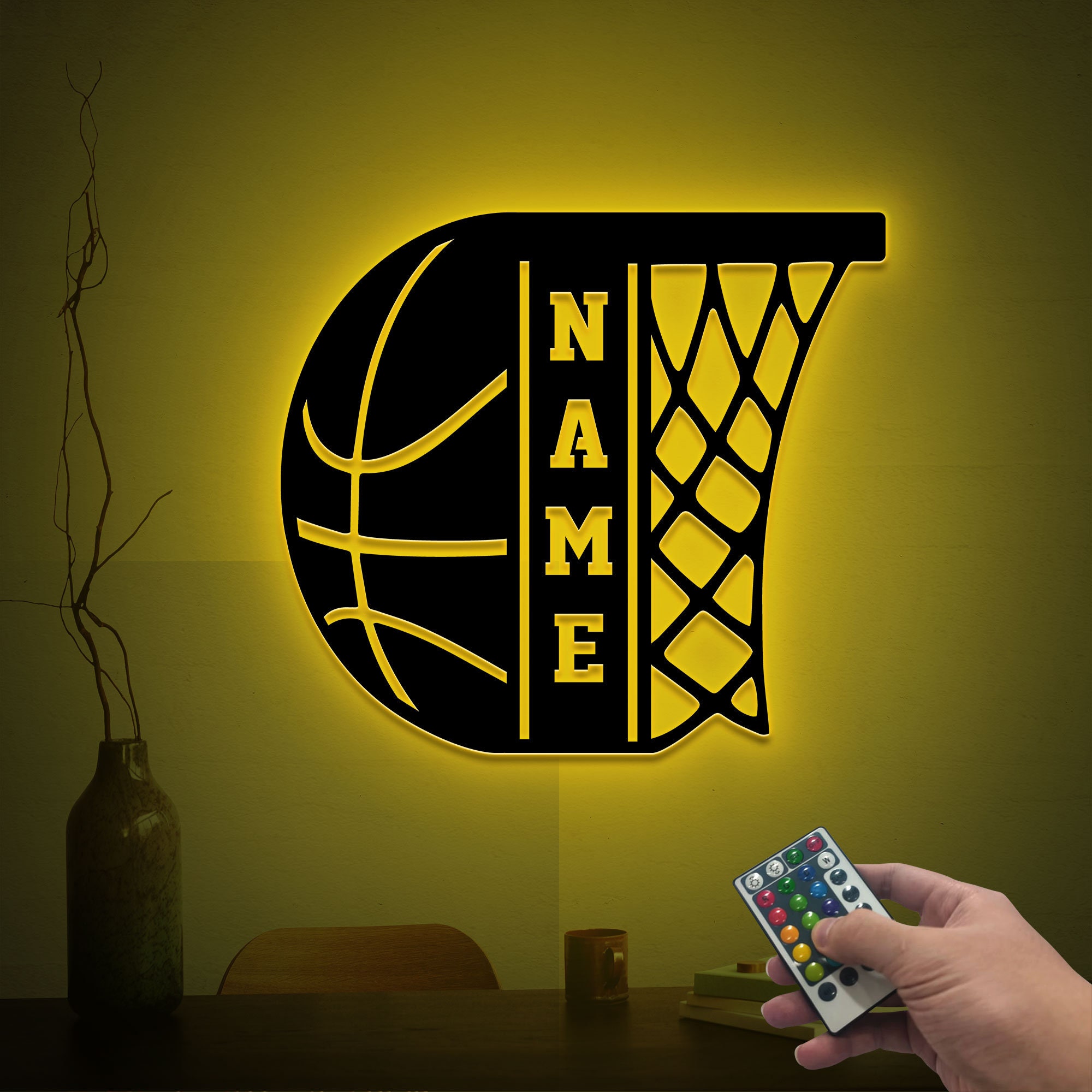 Custom Basketball Metal Sign With Led Lights, Basketball Player Name