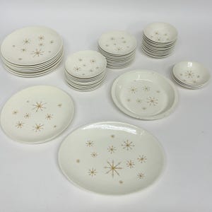 Royal-Ironstone Star Glow Dining, Atomic Starburst, Made in USA, Dinner Plates, Pie Plate, Mid Century Dishes, Vintage Dining, Bowls