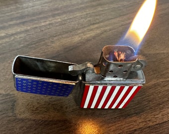 Vintage Assorted Lighters, American Flag, Zippo, Made in USA, Great Working Condition
