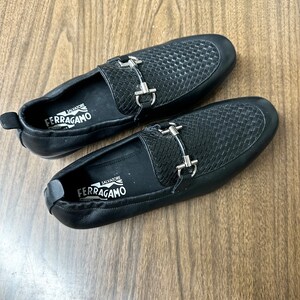 Vintage Salvatore Ferragamo Black Loafers, Leather Shoes  display picture 1