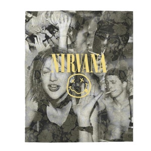 Nirvana, Kurt Cobain, Collage, Nirvana Blanket, Funny Moments, Valentine&#39;s Day Gift, Humorous, Gift Nirvana Lovers, Rock, Plush Blanket