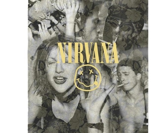 Nirvana, Kurt Cobain, Collage, Nirvana Blanket, Funny Moments, Valentine's Day Gift, Humorous, Gift Nirvana Lovers, Rock, Plush Blanket