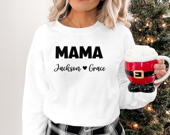 sweat-shirt maman avec des noms d’enfants, sweat-shirt maman personnalisé, sweat-shirt pour maman, sweat-shirt papa avec des noms d’enfants, sweat-shirt maman avec des noms