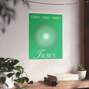 Astrology Print, Taurus Aura Print, Zodiac Poster ,Taurus Aesthetic Room Decor, Celestial Decor , Horoscope Print , Gradient Aura Print