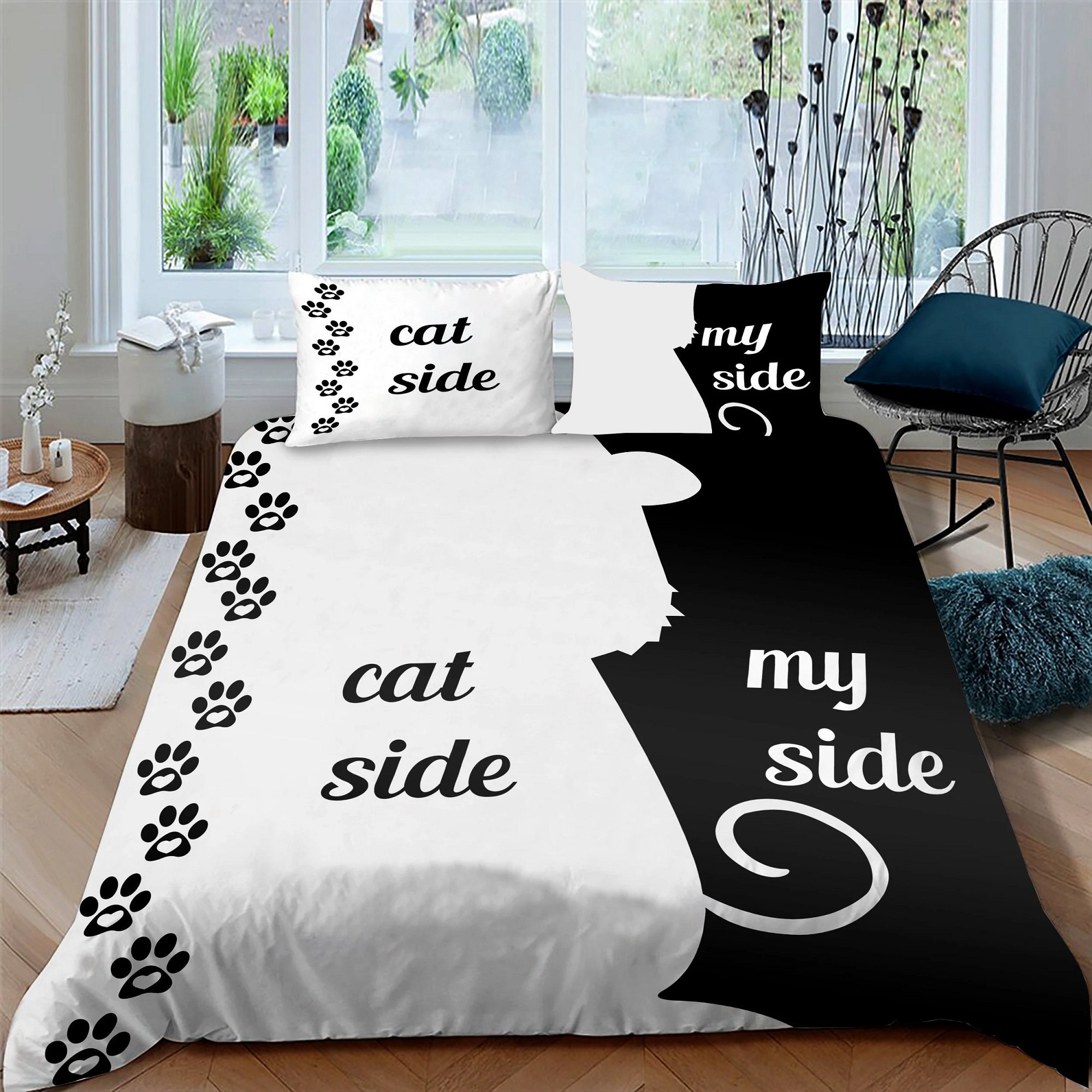 Jahreszeit Sicher unverzeihlich bettwäsche his side her side cats side