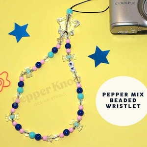 Pepper Mix Beaded Wristlet | Handcrafted Phone Charm, Colorful Wrist Strap Keychain, Aesthetic Cute Beaded Bag Charm
