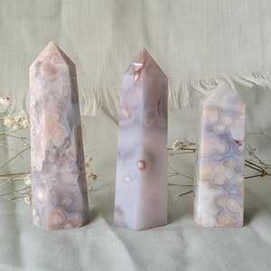 Blue Flower Agate Towers - Choose Your Own - One with Visible Flower Plume Inclusions Inside