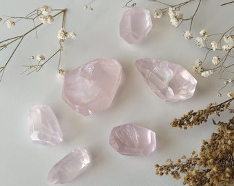Rose Quartz Gem Freeforms - Iridescent - Dazzling Rainbows Inside - One with Golden Healer/Hematoid Inclusions! - Choose Your Own