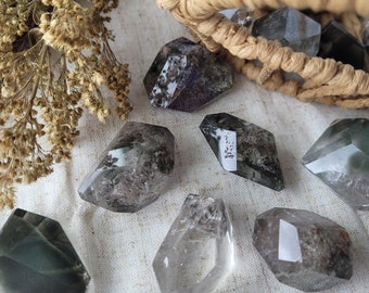 Garden Quartz Gem Freeforms - Green, Brown, Red Lodolite Crystal - Phantoms, Rainbows, and Clarity Inside!