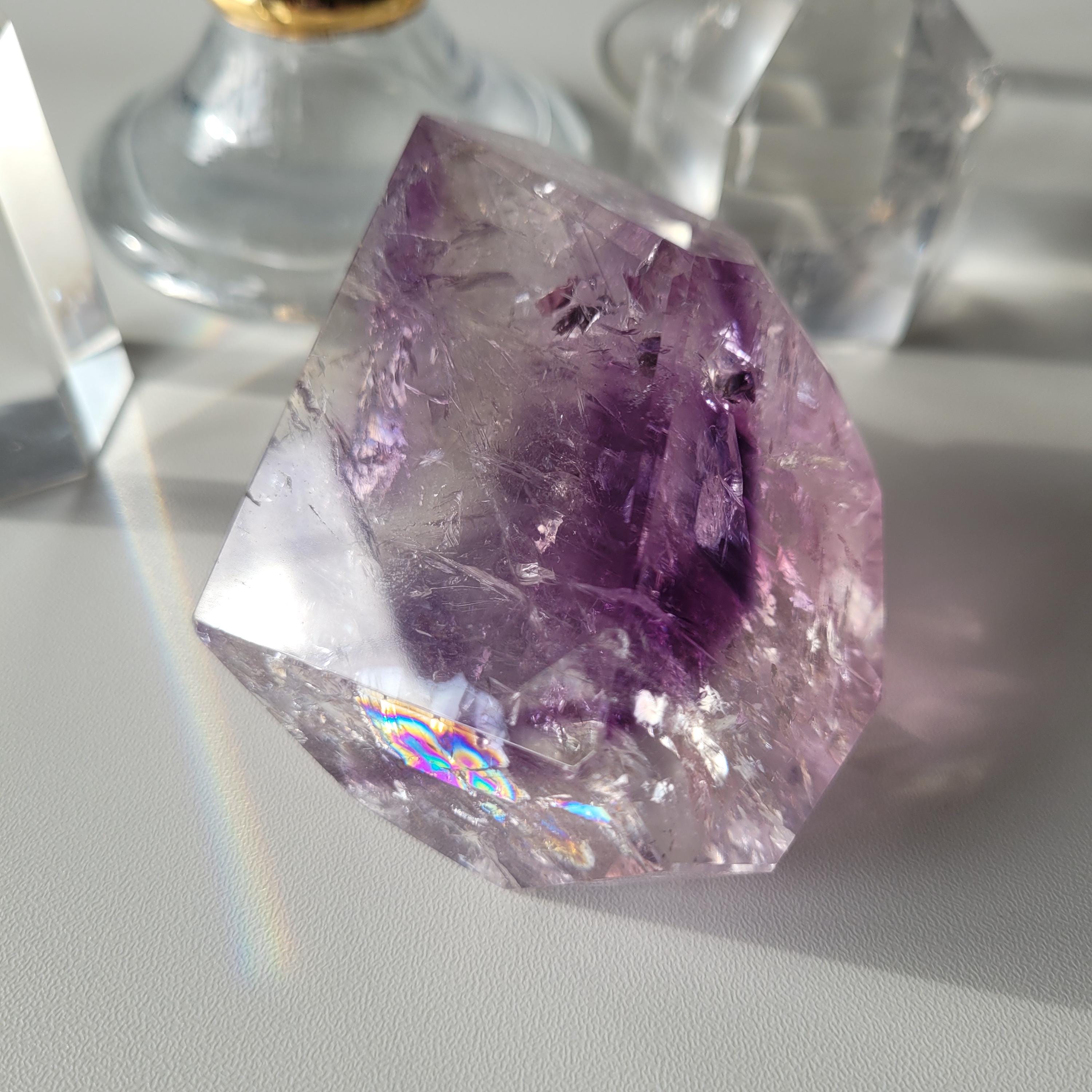 Large Brazilian Phantom Amethyst Gem Freeform - Gorgeous Faceted Piece - Helps With Insomnia - Sao Paulo, Brazil