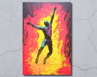 Saving Throw - Neon Color Fantasy Painting Printed on Canvas