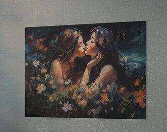 Love at the Witching Hour - Print of Oil Painting on 36'x24' Poster - Witch Poster - Wall Art - High Res - Satin Poster (210gsm)