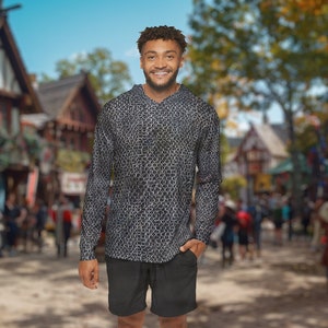 Chainmail Hoodie - AOP Chainmail Armor Print on Comfy Lightweight Warmup Pullover - Men's Sports Warmup Hoodie