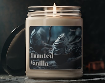Haunted Vanilla - Spoopy Scents - Naturally Scented 9oz Soy Candle - No Parabens - Halloween Candle - Vanilla Scent - Classic but Witchy