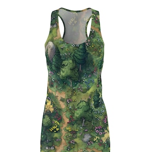 Entzückende Map of Anime Forest Musterkleid - Einzigartiges Kleid - All Over Print Kleid - Damen AOP Leichtes Racerback Kleid