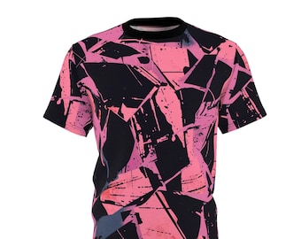 Sweet Pink Fracture Pattern on AOP Shirt - Funky all over print T-Shirt - AOP Tee Shirt - Unisex All Over Print T Shirt
