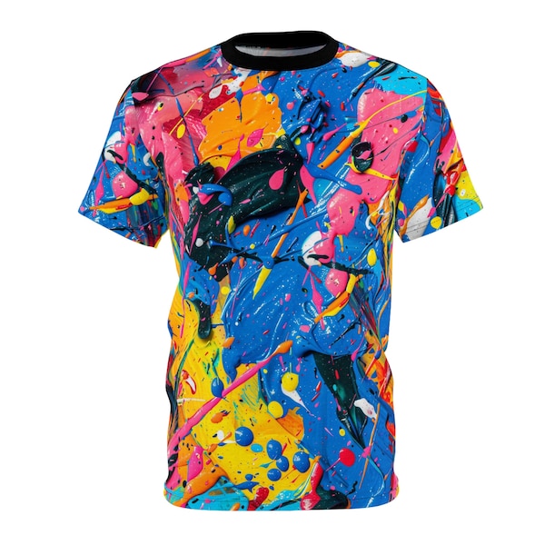 Artsy Impasto Layered Paint Pattern AOP Shirt - Paint Shirt - Funky all over print T-Shirt - AOP Tee Shirt - Unisex All Over Print T Shirt
